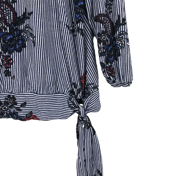 Love & Legend Plus SZ 1X Drop Waist Tie Front Tunic Top Blouse w/Floral Print - Picture 3 of 9